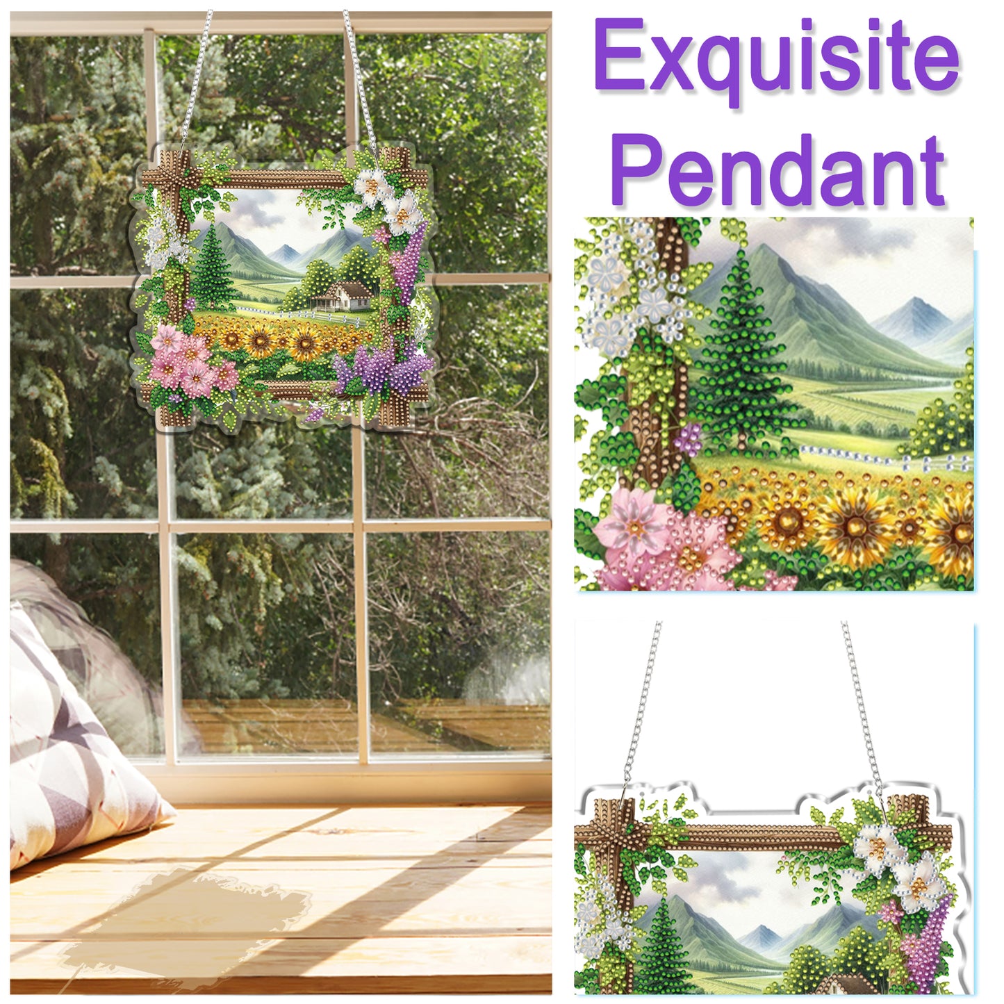 Rural Fields 2D Flat DIY Diamond Painting Kits Window Hanging for Home Decor