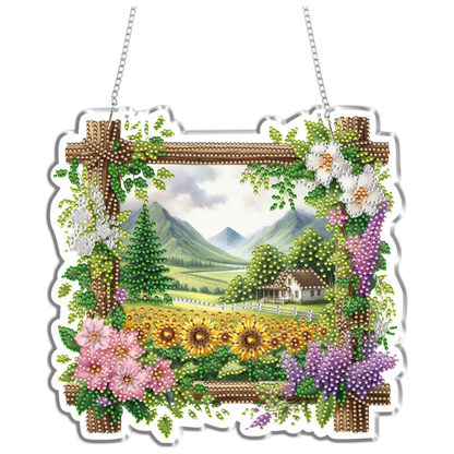Rural Fields 2D Flat DIY Diamond Painting Kits Window Hanging for Home Decor