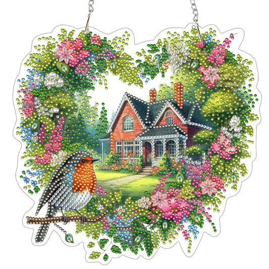 Cabin in The Woods 2D Flat DIY Diamond Painting Kits Window Hanging Home Decor
