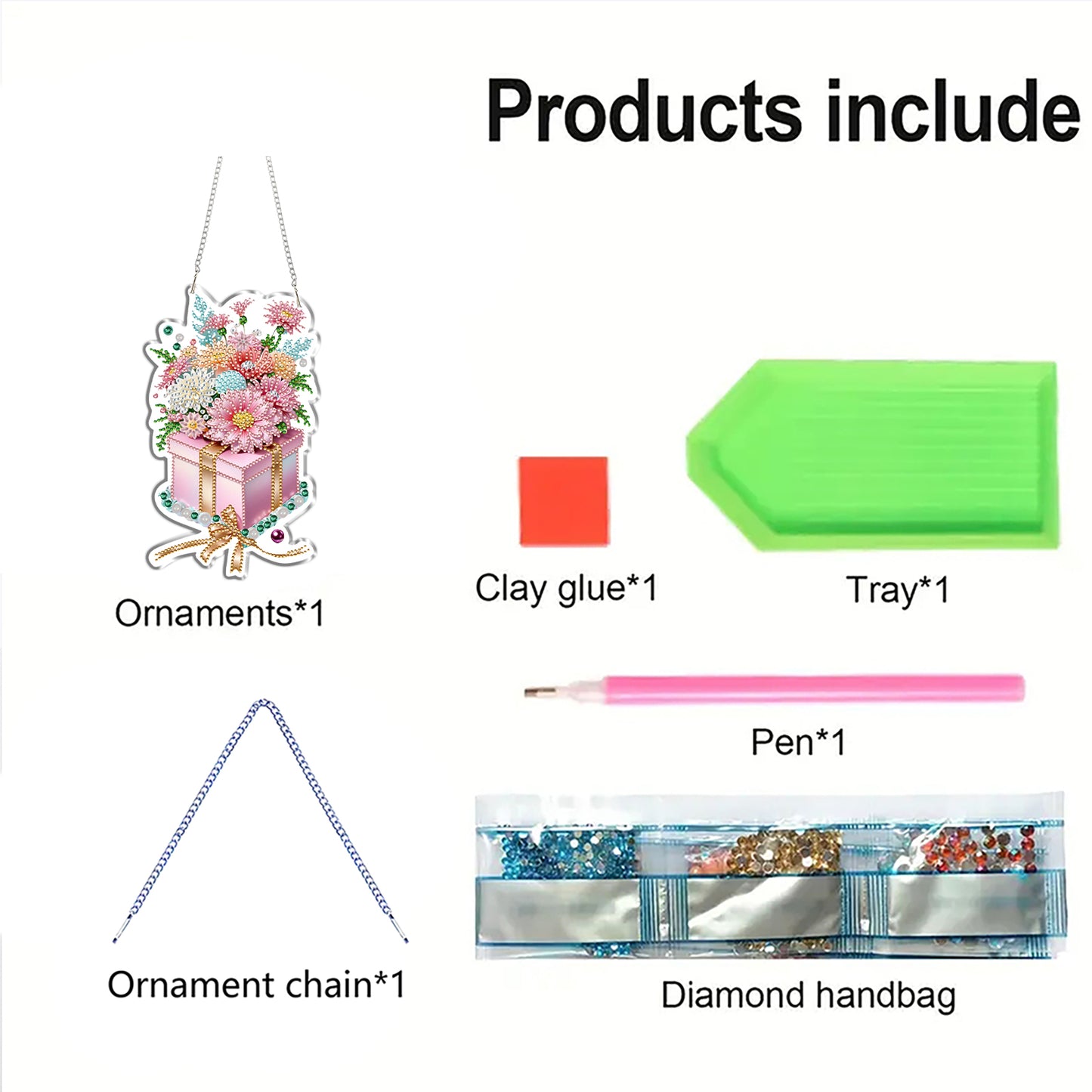 Flower Gifts 2D Flat DIY Diamond Painting Kits Window Hanging for Home Decor