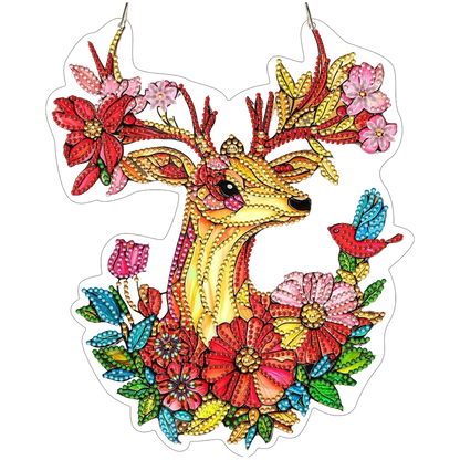 Elk 2D Flat DIY Diamond Painting Kit Window Hanging DIY Home Decor Hanging Charm