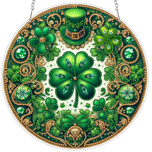 Four-Leaf Clover 2D Flat DIY Diamond Painting Kits Window Hanging for Home Decor