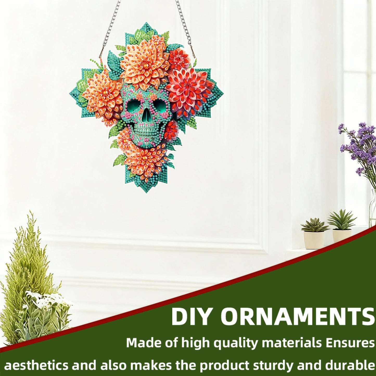 Crosses Skulls 2DFlat DIY Acrylic Diamond Painting Kit Window Hanging Home Decor