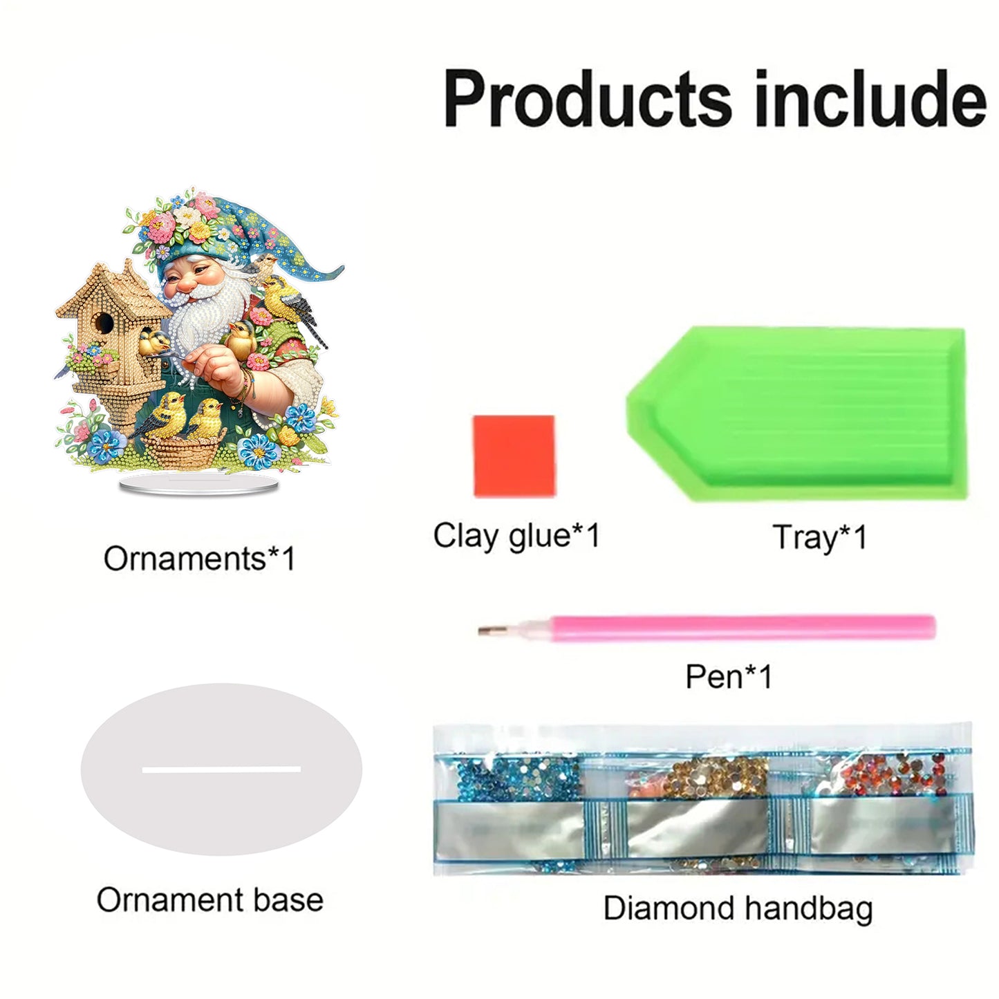 Acrylic 2D Flat Goblins and Birds DIY Table Top Diamond Painting Ornament Kits