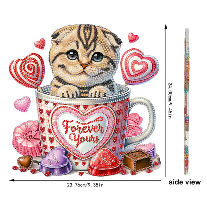 Acrylic 2D Flat Cup Cat DIY Table Top Diamond Painting Ornament Kits Home Decor