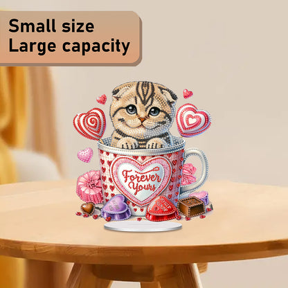 Acrylic 2D Flat Cup Cat DIY Table Top Diamond Painting Ornament Kits Home Decor