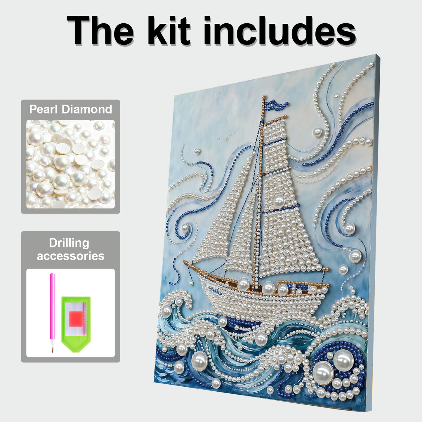 Sailboat - DIY Pearl Gem Art Diamond Painting Kits With Framefor Home Decor -30x40cm