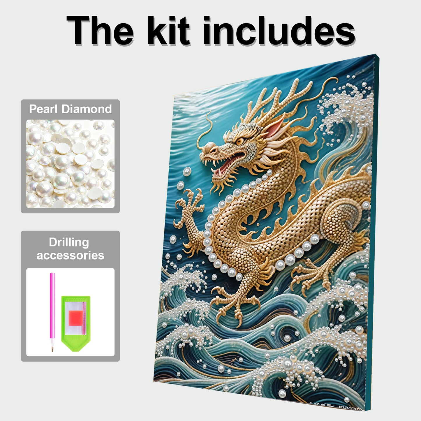Dragon - DIY Pearl Gem Art Diamond Painting Kits With Framefor Home Decor -30x40cm