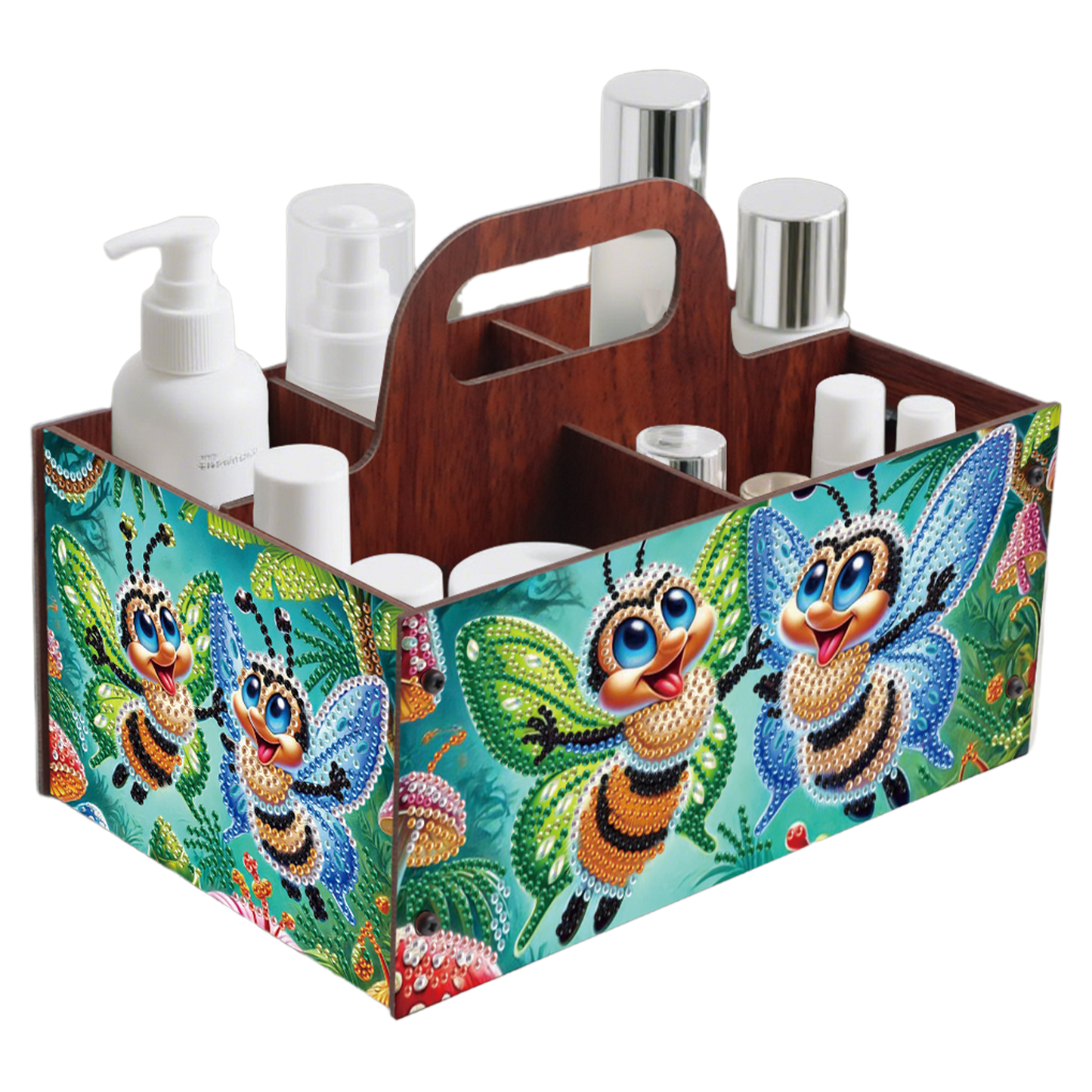 Bee DIY Wooden Diamond Art Painting Storage Box with Handheld Home Decor
