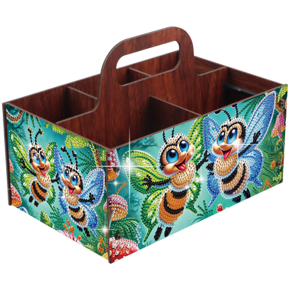 Bee DIY Wooden Diamond Art Painting Storage Box with Handheld Home Decor