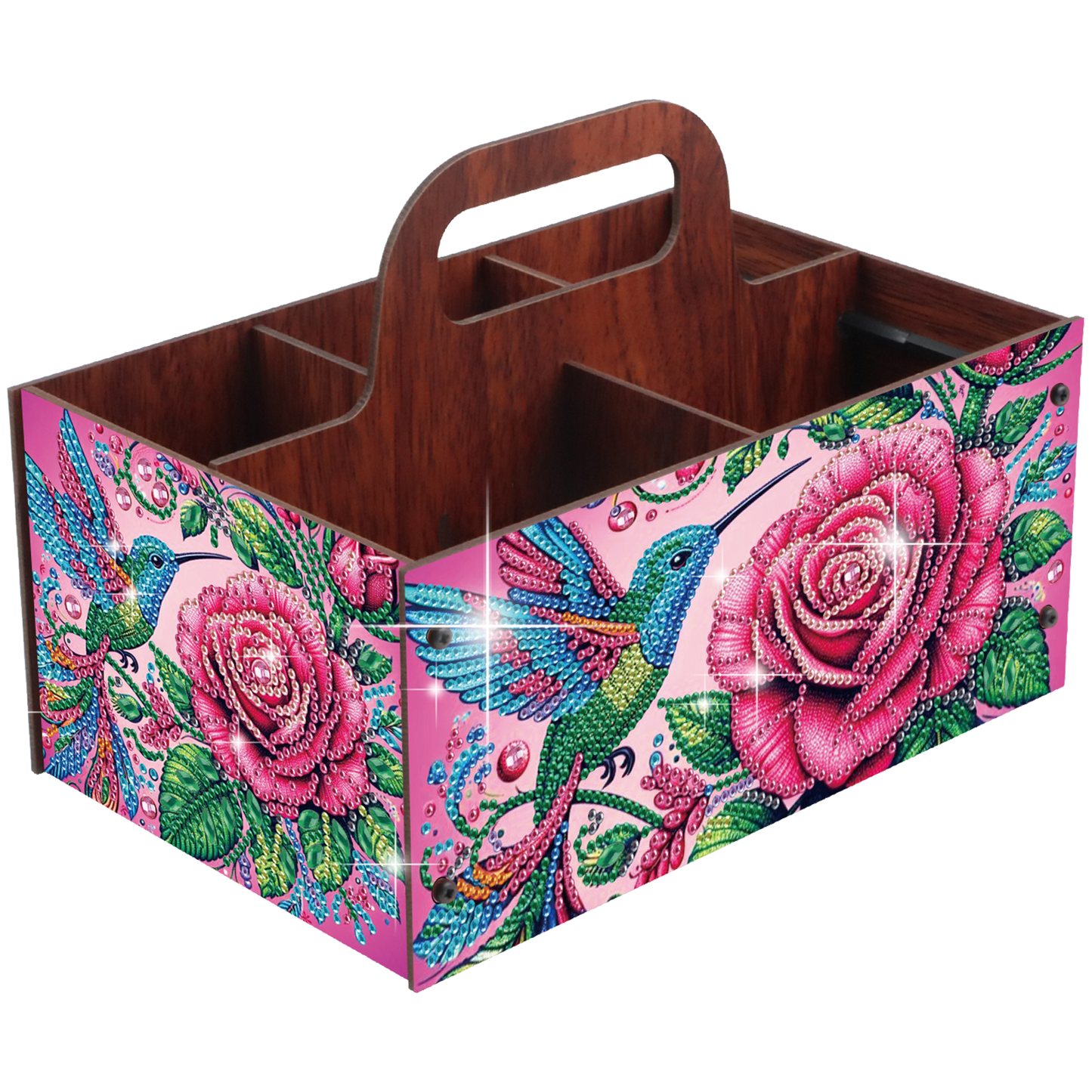 Rose DIY Wooden Diamond Art Painting Storage Box with Handheld Home Decor