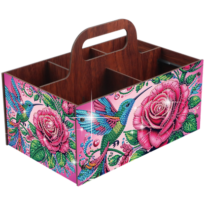 Rose DIY Wooden Diamond Art Painting Storage Box with Handheld Home Decor