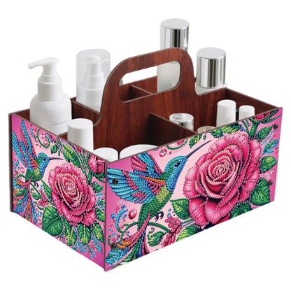 Rose DIY Wooden Diamond Art Painting Storage Box with Handheld Home Decor