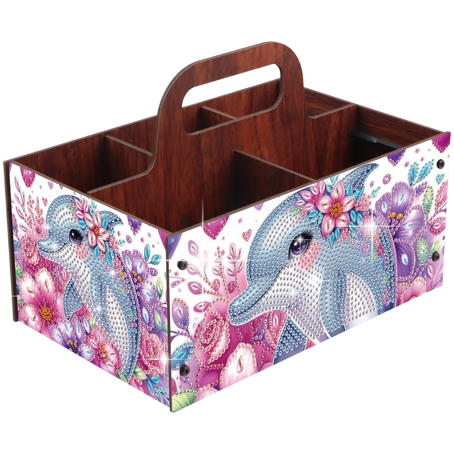 Dolphin DIY Wooden Diamond Art Painting Storage Box with Handheld Home Decor