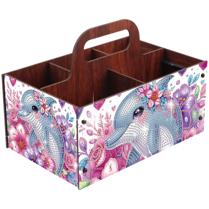 Dolphin DIY Wooden Diamond Art Painting Storage Box with Handheld Home Decor