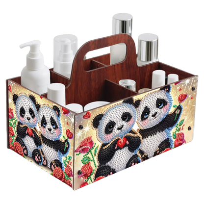 Panda DIY Wooden Diamond Art Painting Storage Box with Handheld Home Decor