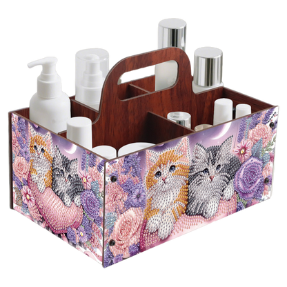 Cat DIY Wooden Diamond Art Painting Storage Box with Handheld Home Decor