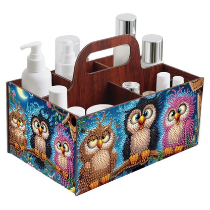 Three Owls DIY Wooden Diamond Art Painting Storage Box with Handheld Home Decor