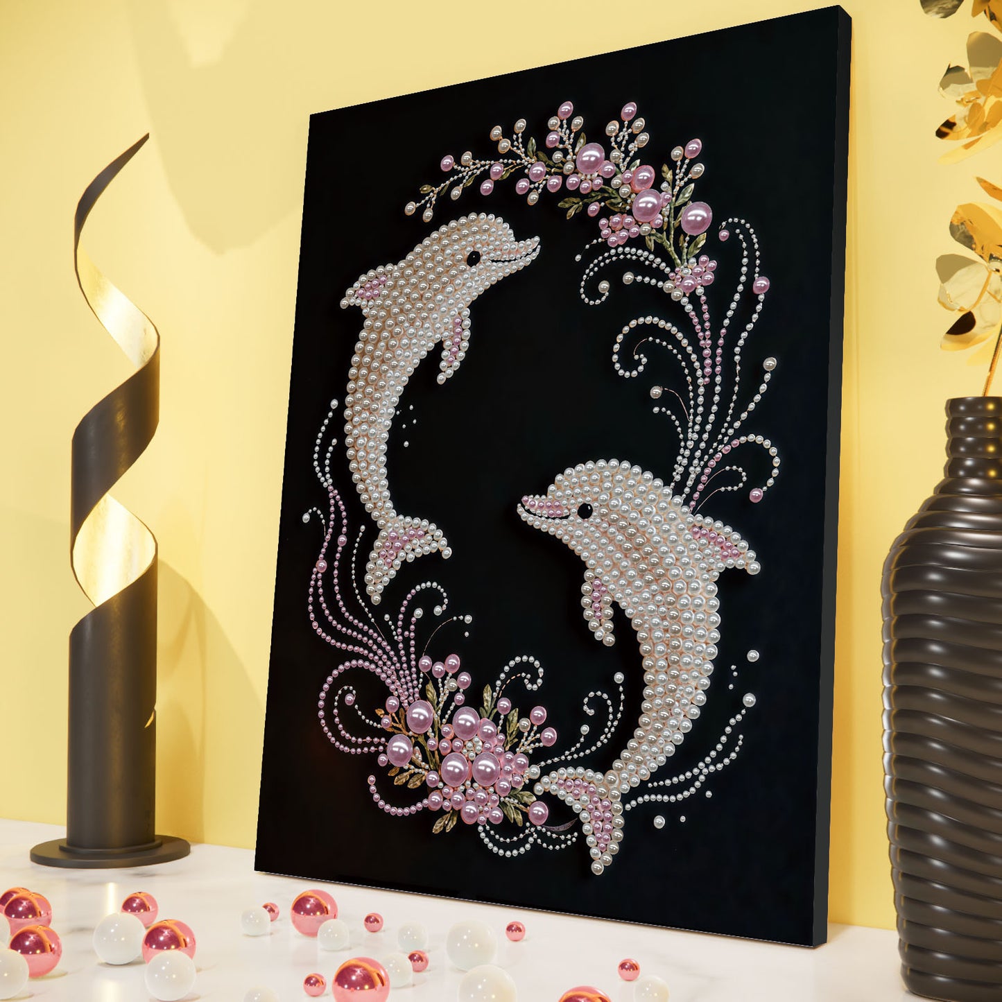 Dolphin - DIY Pearl Gem Art Diamond Painting Kits With Framefor Home Decor -30x40cm