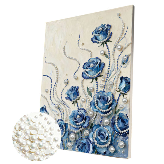 Blue Flower - DIY Pearl Gem Art Diamond Painting Kits With Framefor Home Decor -30x40cm