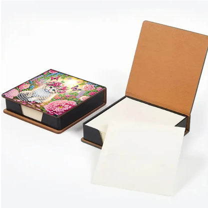 Kitty PU DIY 5D Diamond Painting Note Box (160 Blank Notepads) for Office Home