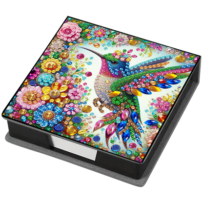 Bird PU DIY 5D Diamond Painting Note Box (160 Blank Notepads) for Office Home