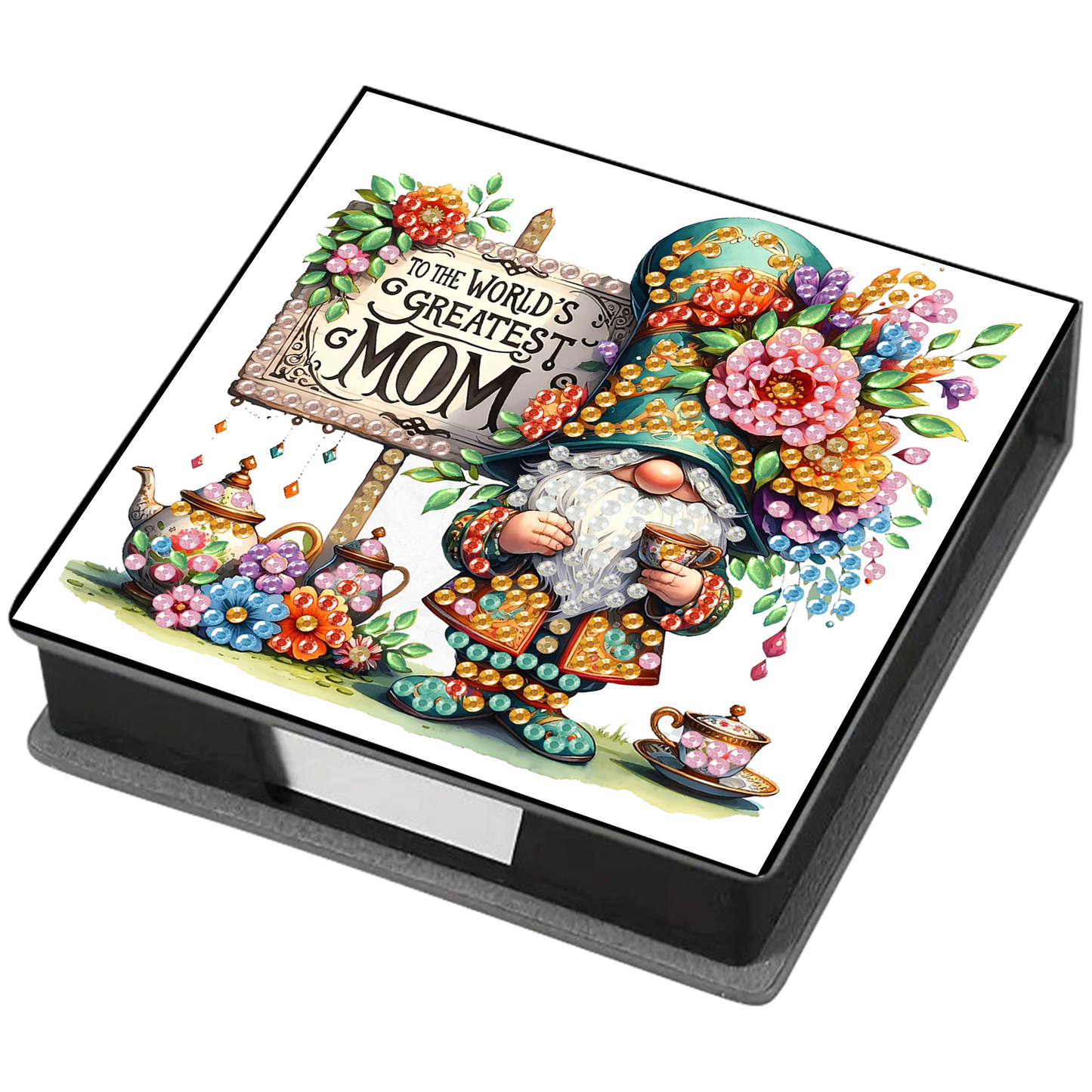 Goblin PU DIY 5D Diamond Painting Note Box (160 Blank Notepads) for Office Home