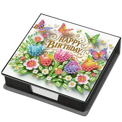 Birthday PU DIY 5D Diamond Painting Note Box (160 Blank Notepads) for Office