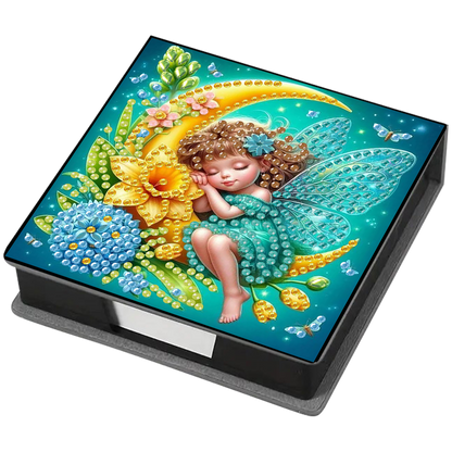 Girl on the Moon PU DIY 5D Diamond Painting Home Note Box (160 Blank Notepads)
