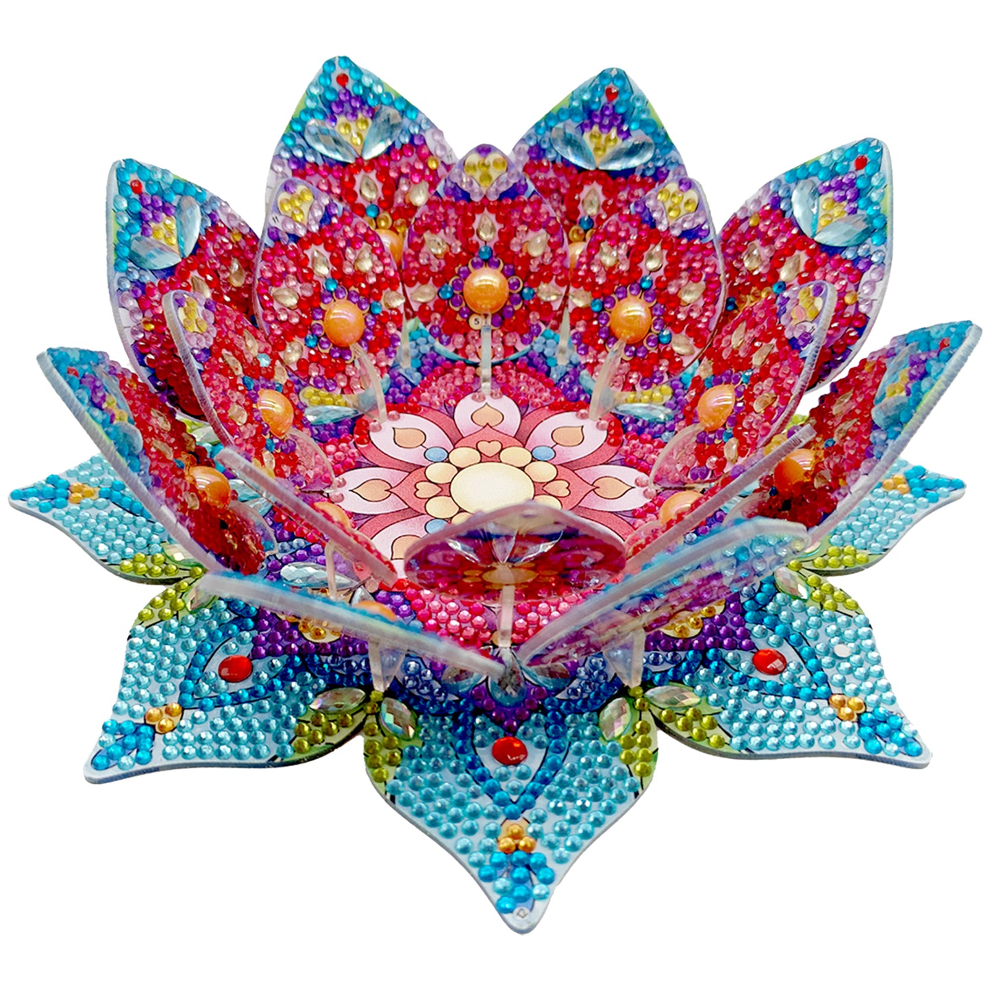 Red Lotus Candlestick DIY Diamond Art Desk Ornaments for Adults Bedroom Decor