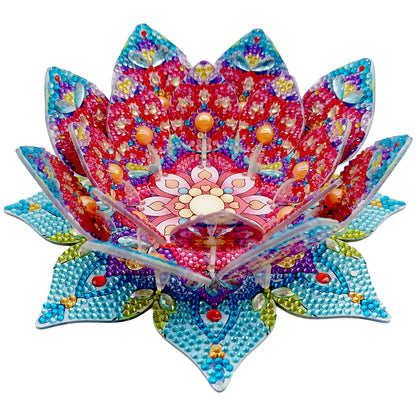 Red Lotus Candlestick DIY Diamond Art Desk Ornaments for Adults Bedroom Decor