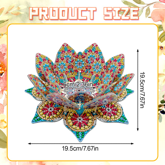 Gold Blue Lotus Candlestick DIY Diamond Art Desk Ornaments for Bedroom Decor