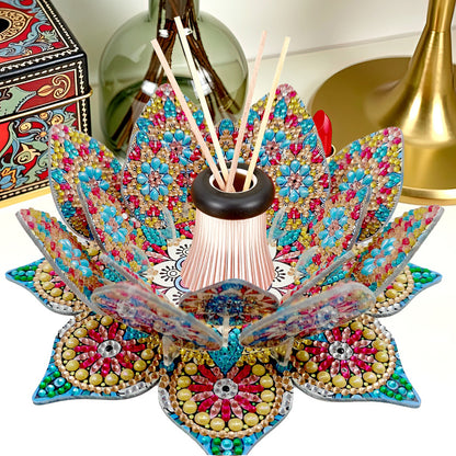 Gold Blue Lotus Candlestick DIY Diamond Art Desk Ornaments for Bedroom Decor