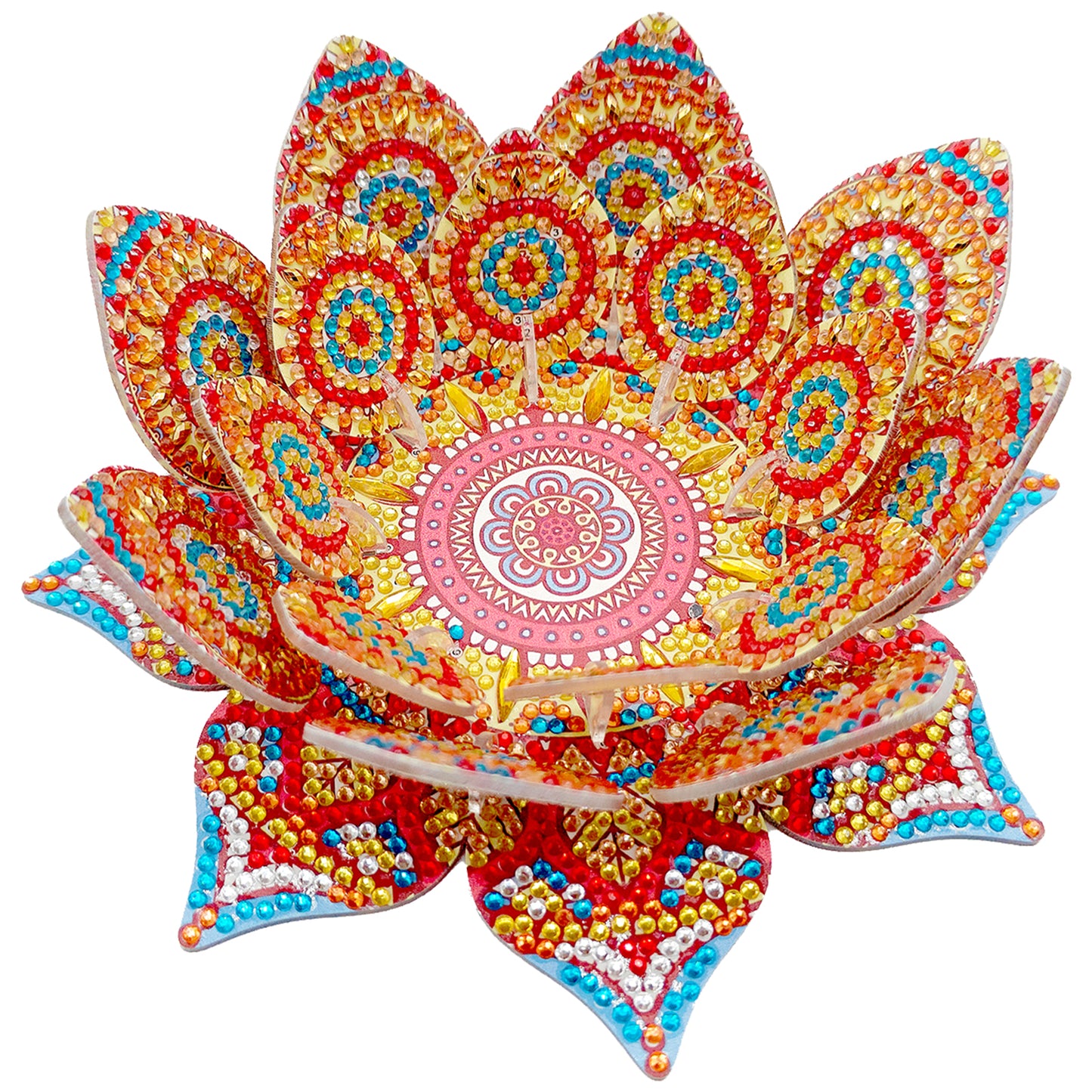 Orange Lotus Candlestick DIY Diamond Art Desk Ornaments for Adults Bedroom Decor