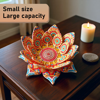 Orange Lotus Candlestick DIY Diamond Art Desk Ornaments for Adults Bedroom Decor