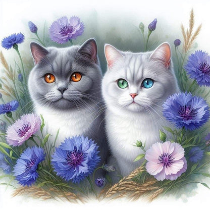 Cat And Morning Glory - Full Round Drill Diamond Painting 30*30CM