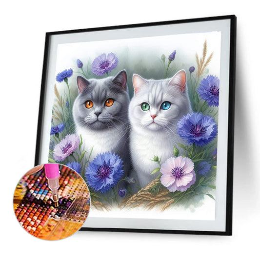 Cat And Morning Glory - Full Round Drill Diamond Painting 30*30CM