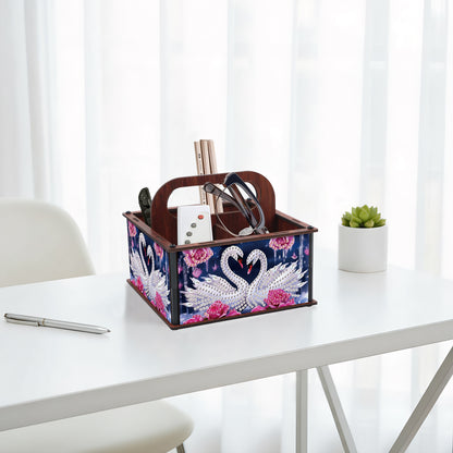 DIY Rose Swan Wooden Diamond Painting Handheld Storage Box Kit Tabletop Decor