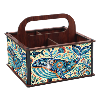 DIY Dolphin Wooden Diamond Painting Handheld Storage Box Kit Tabletop Art Decor