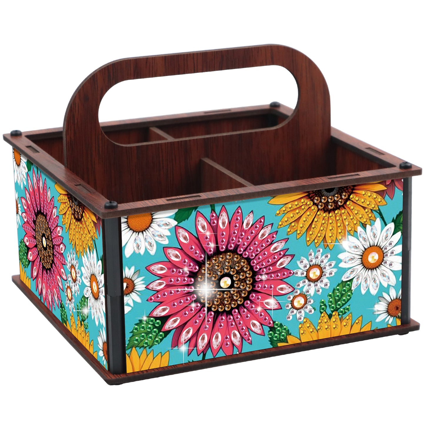 DIY Flower Wooden Diamond Painting Handheld Storage Box Kit Tabletop Art Decor