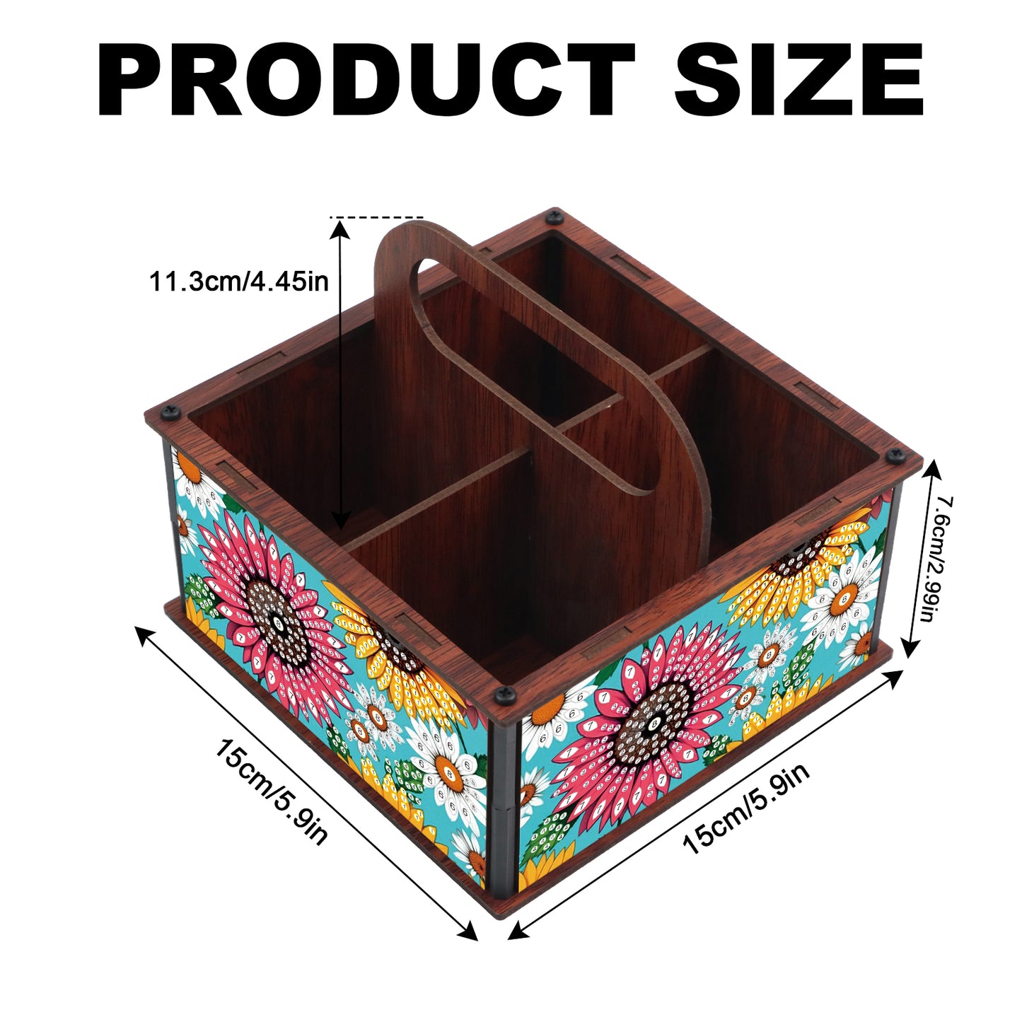 DIY Flower Wooden Diamond Painting Handheld Storage Box Kit Tabletop Art Decor