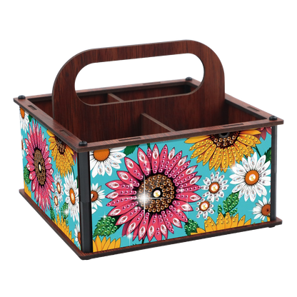 DIY Flower Wooden Diamond Painting Handheld Storage Box Kit Tabletop Art Decor