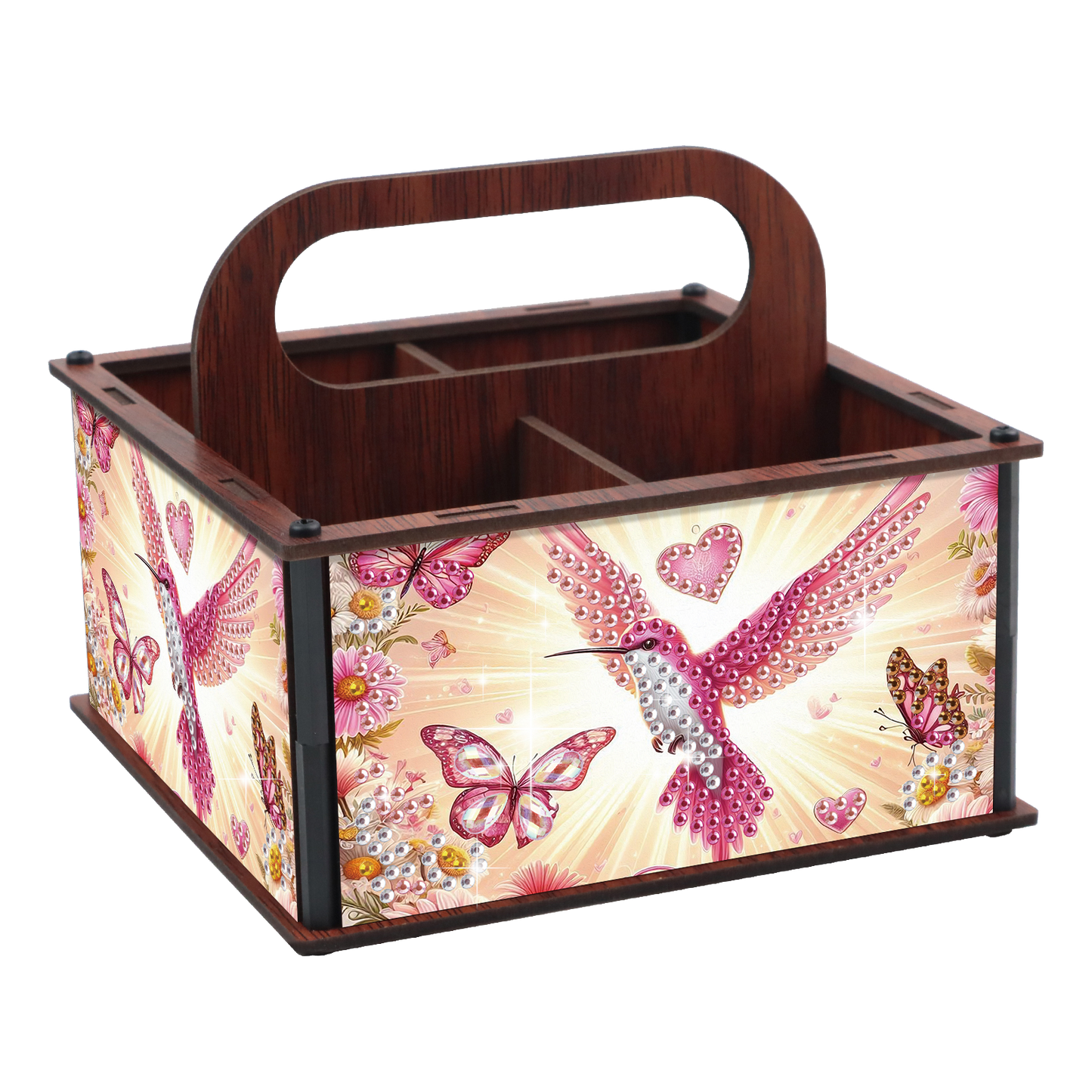DIY Hummingbird Wooden Diamond Painting Handheld Storage Box Kit Tabletop Decor