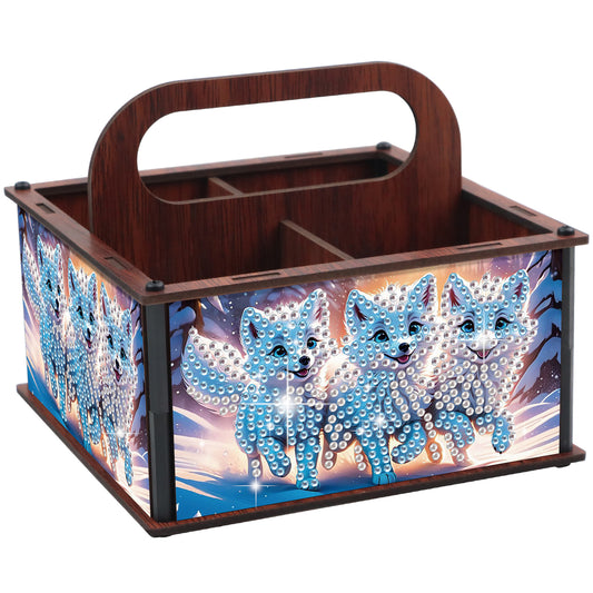 DIY Fox Wooden Diamond Painting Handheld Storage Box Kit Tabletop Art Decor