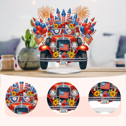 2D Flat Car DIY Acrylic Diamond Painting Ornaments Kit Home Office Table Decor