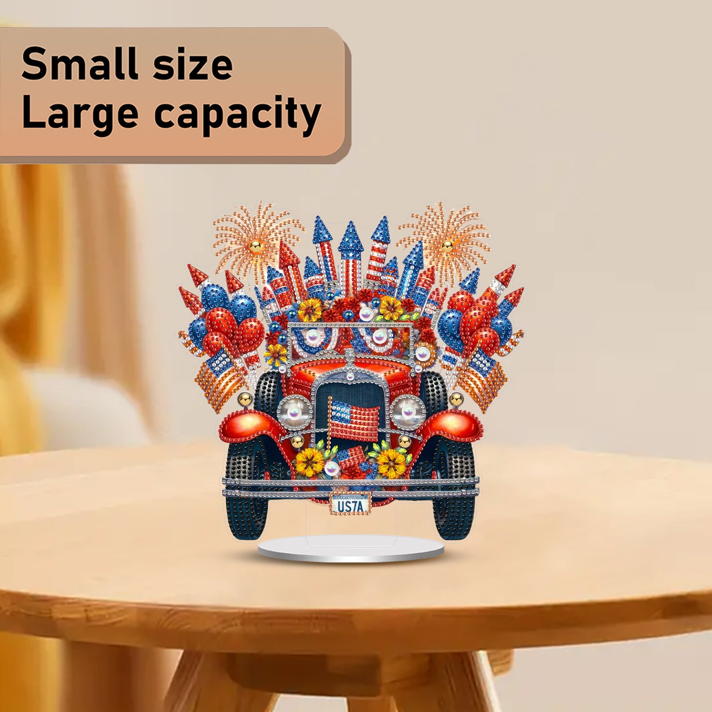2D Flat Car DIY Acrylic Diamond Painting Ornaments Kit Home Office Table Decor
