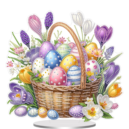 2D Flat Happy Easter DIY Acrylic Diamond Painting Ornament Kit Home Office Decor
