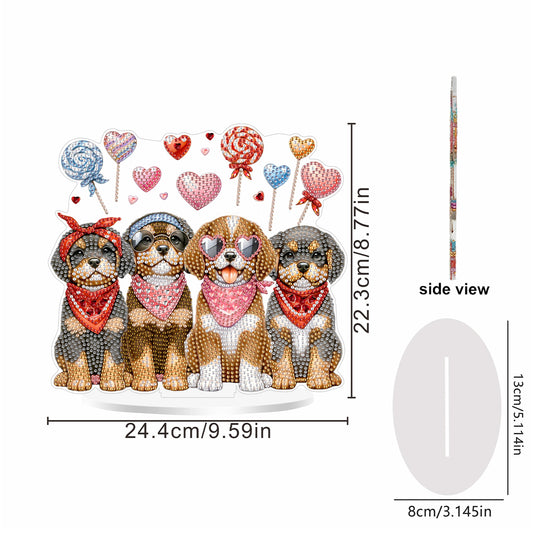 2D Flat Loving Dog DIY Acrylic Diamond Painting Ornaments Kit Home Table Decor