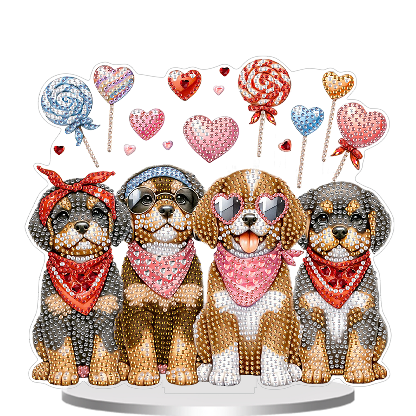 2D Flat Loving Dog DIY Acrylic Diamond Painting Ornaments Kit Home Table Decor