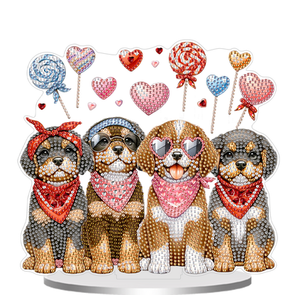 2D Flat Loving Dog DIY Acrylic Diamond Painting Ornaments Kit Home Table Decor